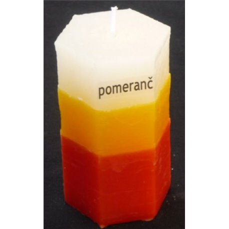 RENTEX Svíčka šestihran tříbarevný POMERANČ