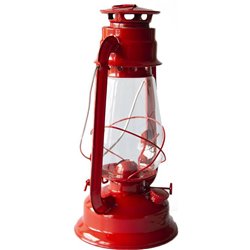 Plechová petrolejová lampa 30 cm (červená)